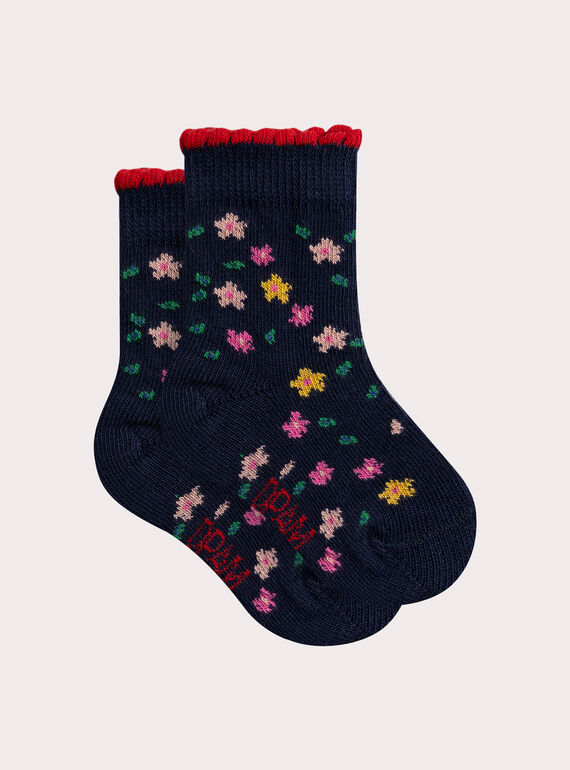 Meias floridas da marinha para menina  VYIROSOQ / 24WI09H3SOQ070