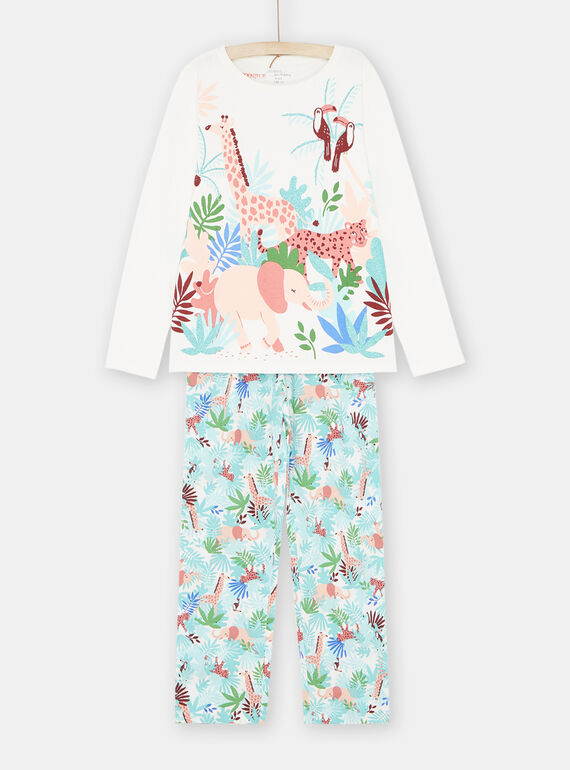 Pijama cru com estampado de animais menina SEFAPYJSAF / 23WH1135PYJ001