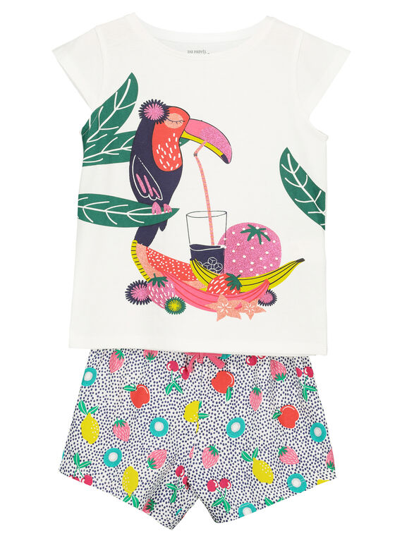 Pijama calções menina estampado Tropical FEFAPYJTOU / 19SH11H6PYJ000