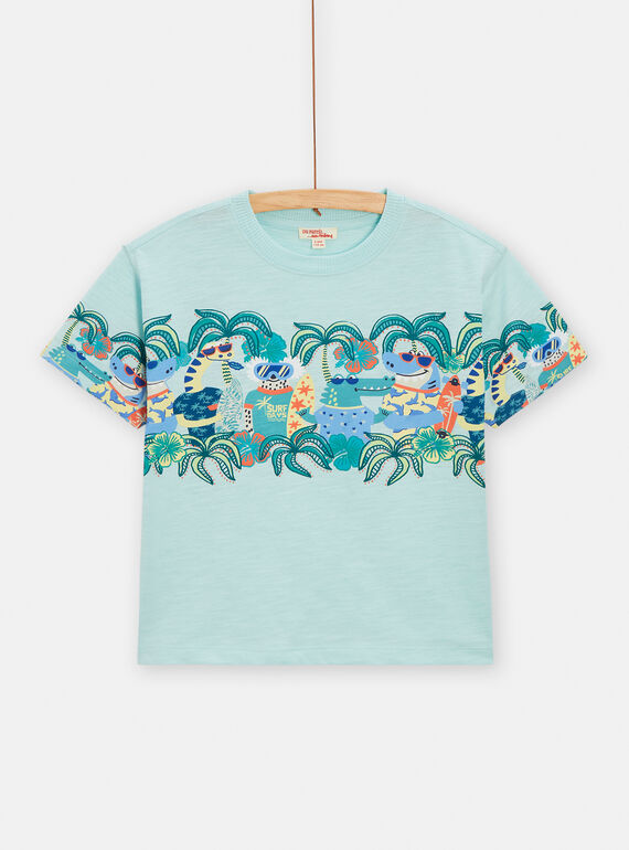 T-shirt azul com estampado de animais decorativo para menino TORYTI3 / 24S902U1TMC213