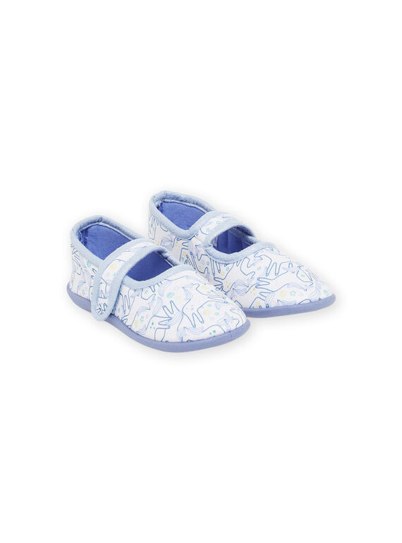 Pantufas cru e azul com estampado de unicórnios RAPANTSAUM / 23KK3541D07001