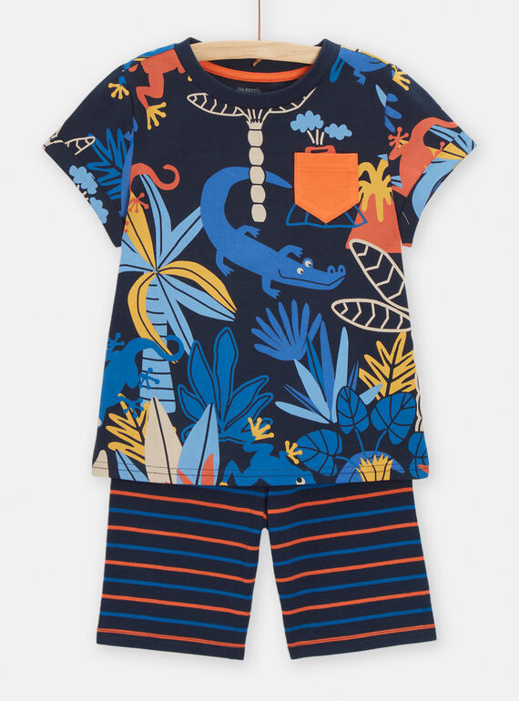 Pijama azul-noite com estampado tropical menino TEGOPYCTROP / 24SH1252PYJ705