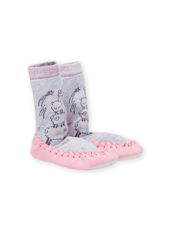Pantufas altas cinzento mesclado padrão lama bebé menina MICHO7LAMA / 21XK3721D08943
