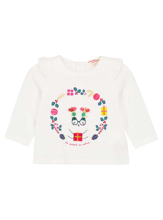 T-shirt mangas compridas folhos menina GINOTEE / 19WG09V1TML001