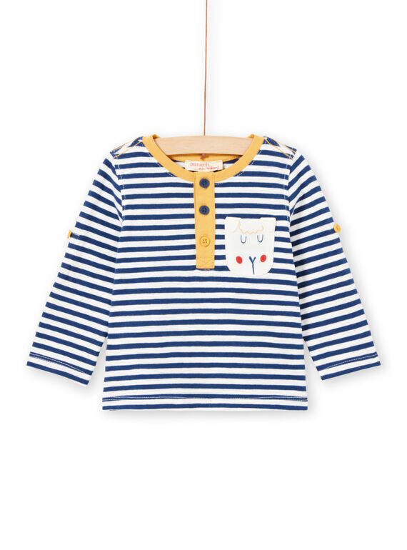 T-shirt às riscas de mangas compridas arregaçáveis bebé menino MUJOTUN2 / 21WG1024TML713