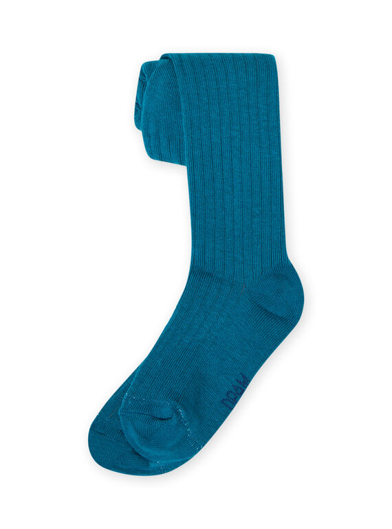 Collants lisos canelados azul-pato menina MYAJOCOL4 / 21WI0118COL714