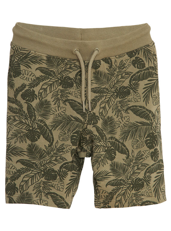 Bermudas em moletão menino caqui estampado tropical JOSAUBER4 / 20S902Q1BER628