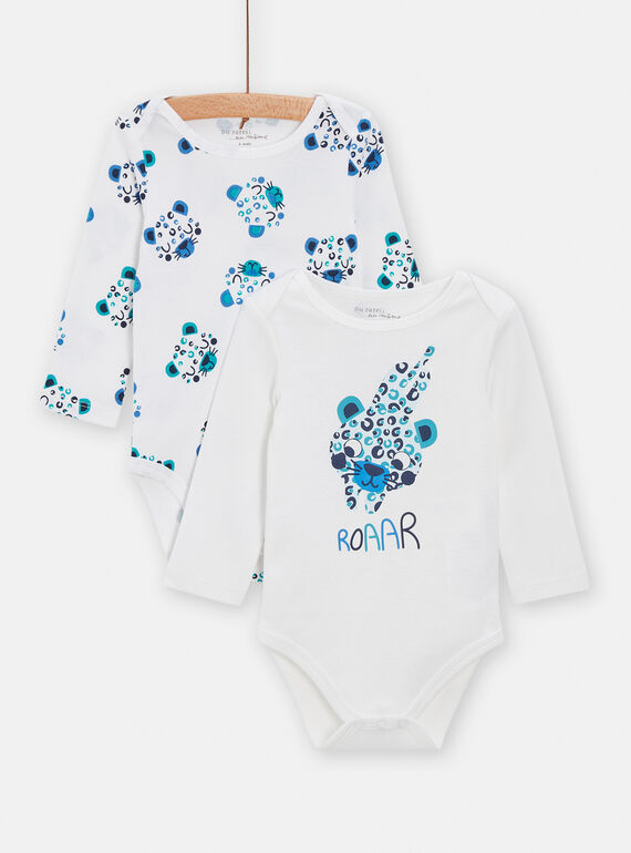 2 bodies branco e azul com mangas compridas bebé menino TEGABODROAR / 24SH1464BOD000