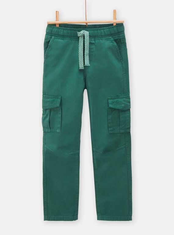 Calças cargo verde-garrafa para menino TOJOPAMAT2 / 24S90282PANG611