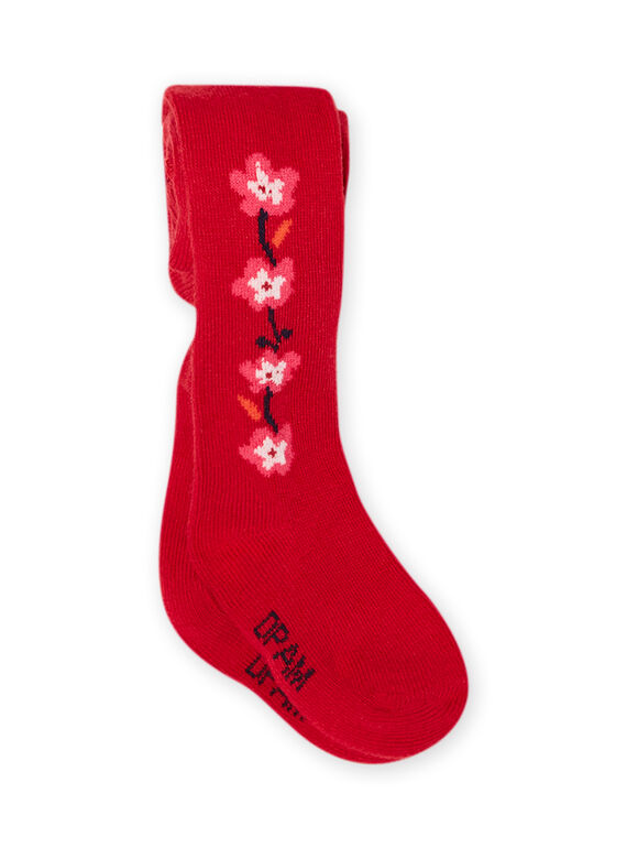 Collants grená com padrões floridos bebé menina MYIFUNCOL / 21WI09M1COL511