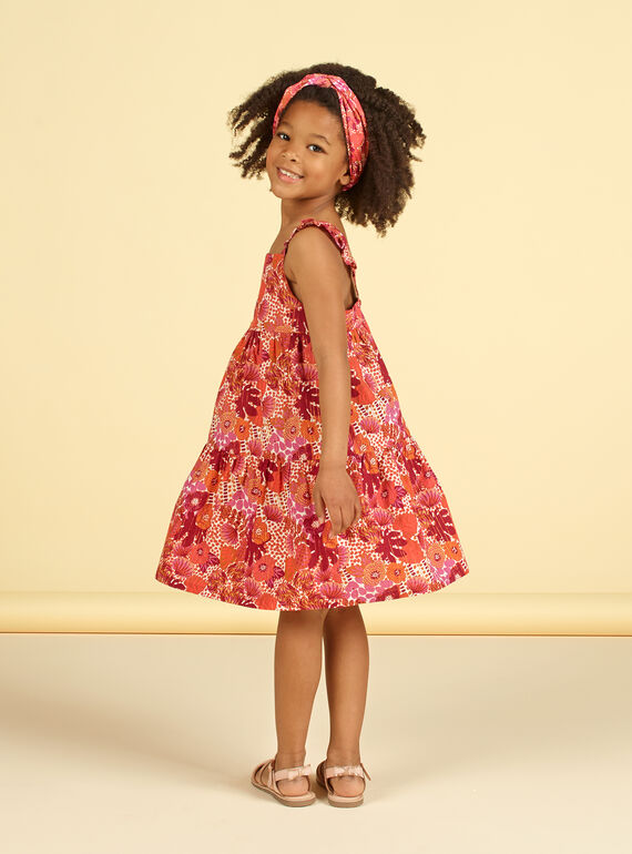Vestido laranja e rosa estampado florido LATEROB1 / 21S901V3ROB001