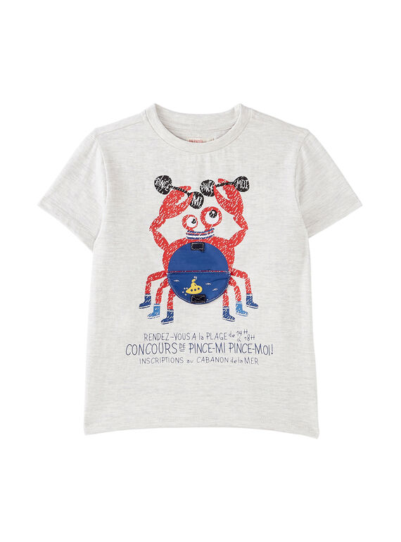 T-shirt menino mangas curtas cinzento mesclado claro caranguejo JOCEATI2 / 20S902N2TMCJ920