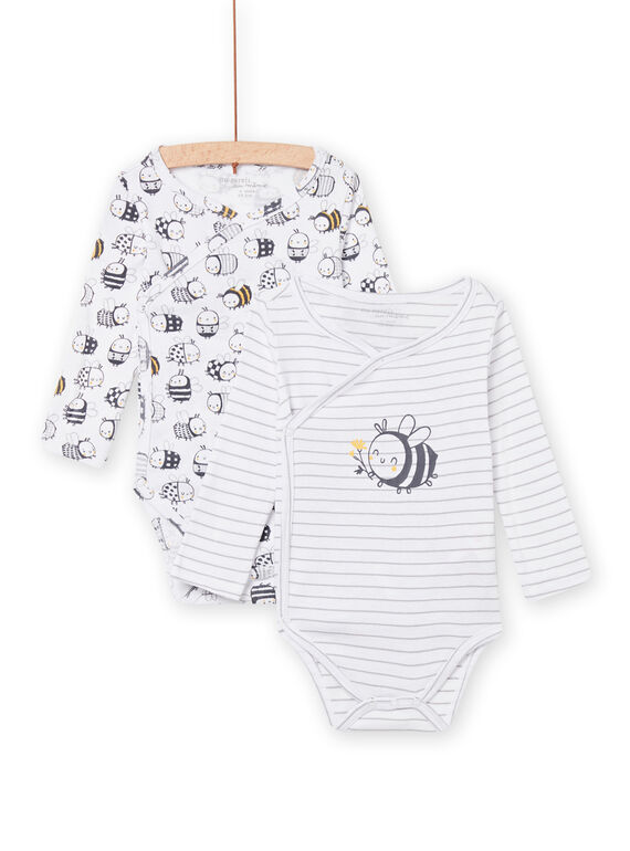 Pack de 2 bodies branco abelha recém-nascido menino NOU1BOD2 / 22SF0442BDN000