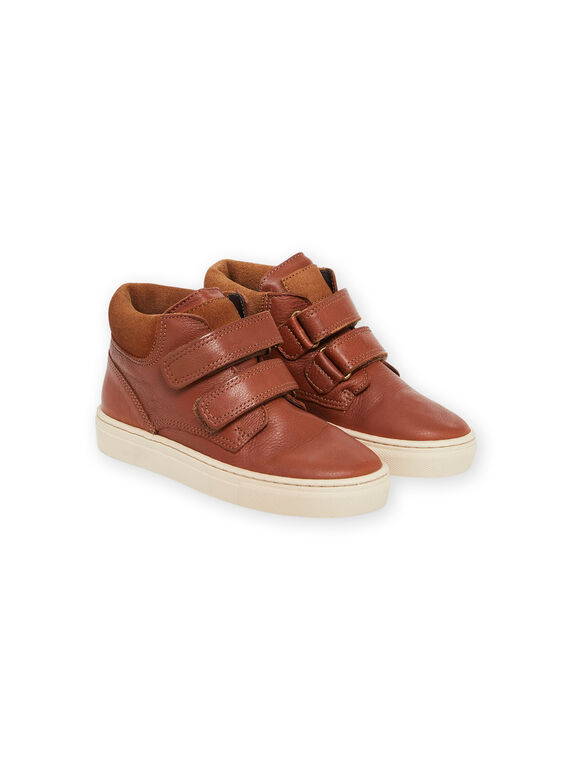 Sapatilhas subidas em couro liso camel POBASGO / 22XK3671D3P804