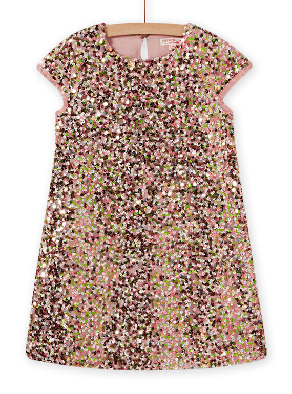 Vestido rosa com lantejoulas menina MANOROB2 / 21W901Q2ROB303