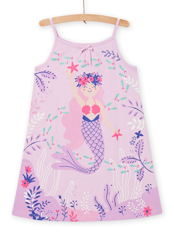 Camisa de noite lilás com padrão de sereia e fundos marinhos menina NEFACHUSIR / 22SH11H1CHNH700
