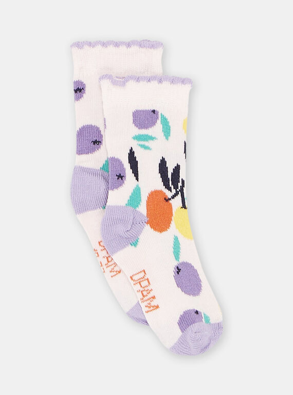 Meias rosa-pálido com estampado de frutos bebé menina SYILINSOQ / 23WI09B2SOQ301