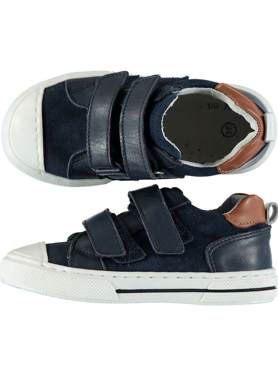 Sapatilhas couro azul-marinho criança menino GGBASJO / 19WK36I9D3F070