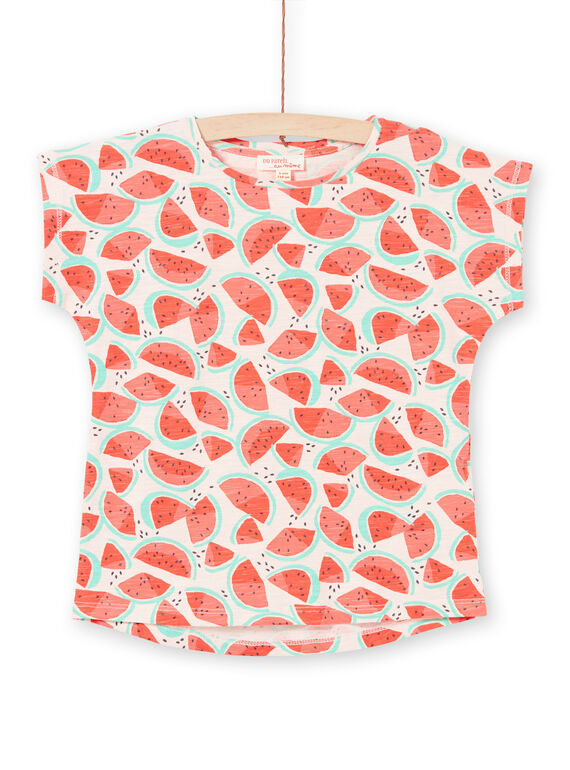 T-shirt rosa e vermelho estampado melancia menina LAJOTI6 / 21S901FAD31D322