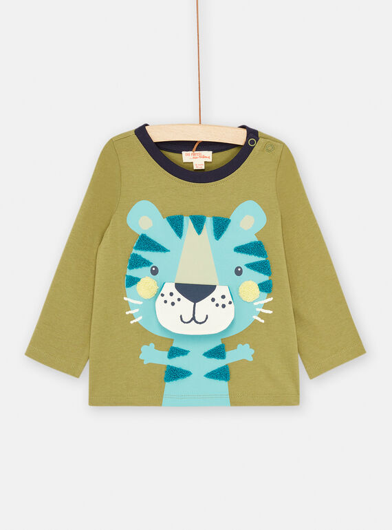 T-shirt caqui e turquesa de mangas compridas SUDUTEE1 / 23WG10P1TML617