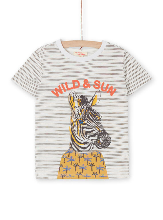 T-shirt cru e laranja às riscas criança menino LOTERTI5 / 21S902V1TMC001