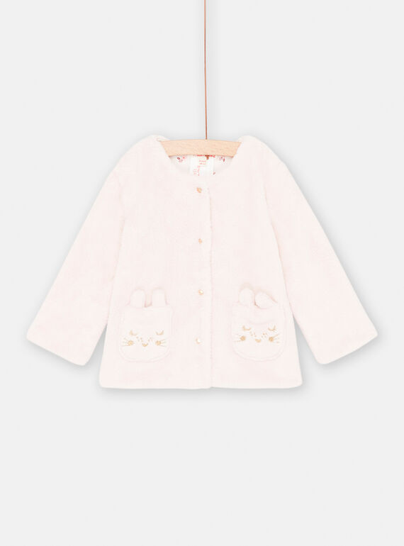 Cardigã rosa em soft boa reversível bebé menina SIJOCAR2 / 23WG09M1CARD310