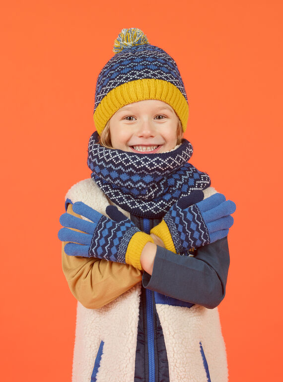 Gola azul com padrão jacquard menina MYOGROSNO5 / 21WI0267SNO221