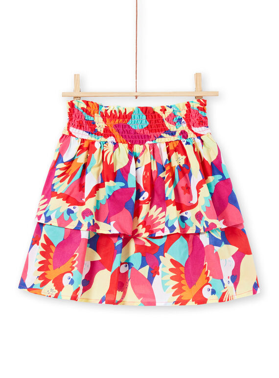 Saia com smocks e folhos e estampado de papagaio menina JAMARJUP2 / 20S901P3JUP000