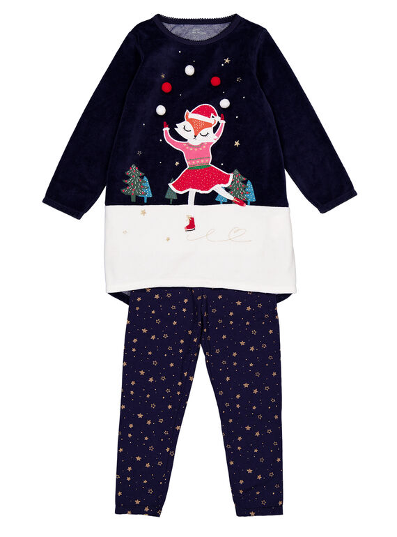 Camisa de noite de veludo e leggings jersey Natal criança menina GEFACHUNO / 19WH11T1CHN070