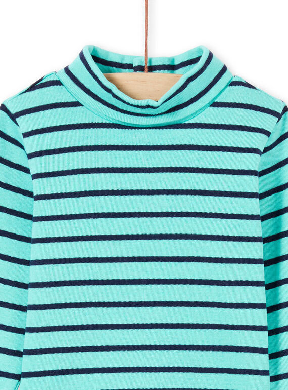 Camisola interior turquesa e azul-marinho às riscas bebé menino MUJOSOUP1 / 21WG10N2SPL209