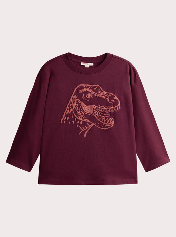 T-shirt bordeaux animação dino para menino  VOJOTI2 / 24W902I5TML503