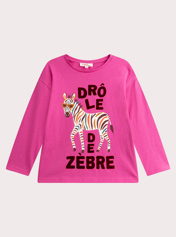 T-Camisa rosa animação zebra para menina  VAKOTEE4 / 24W90131TML030