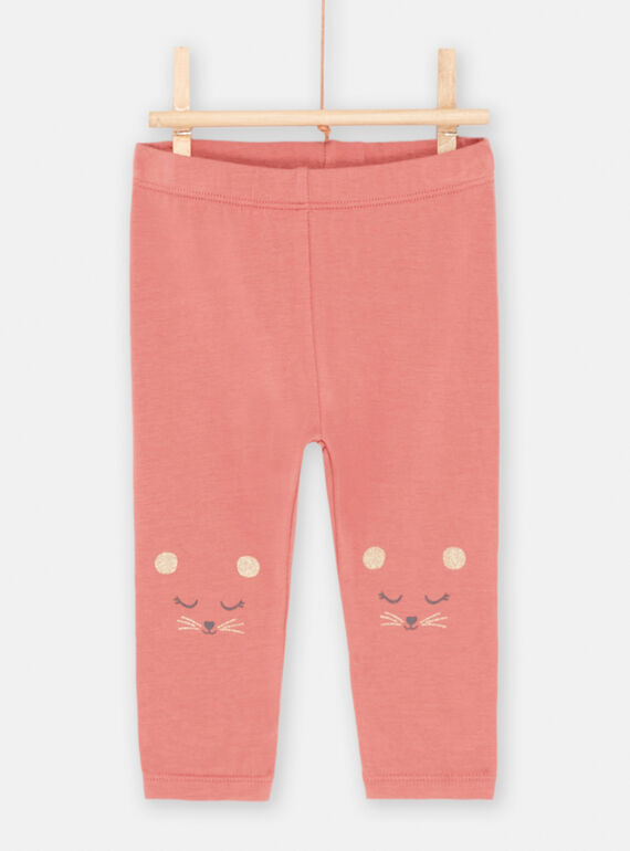 Leggings rosa-blush com padrão de rato bebé menina SYIFORLEG / 23WI09K1CALD300