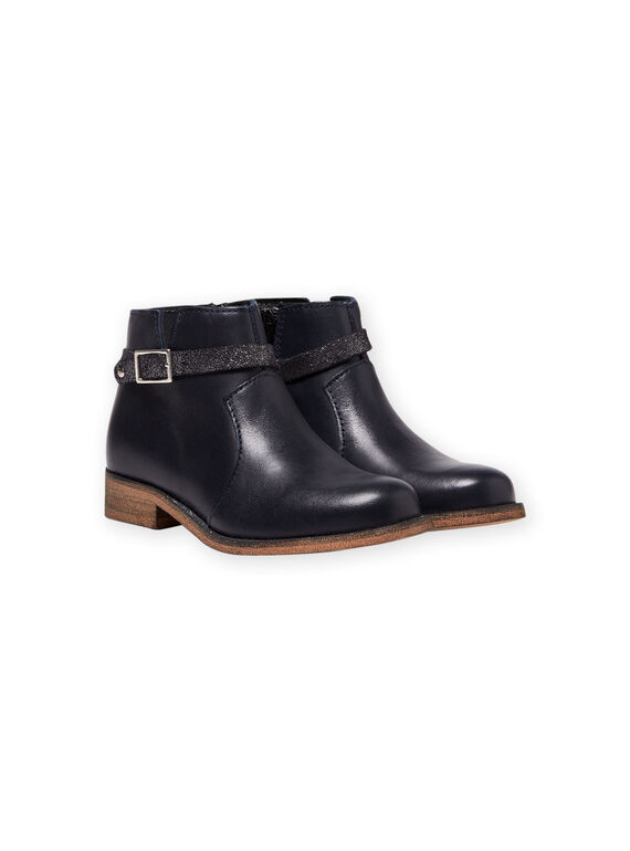 Botins azul-marinho em couro menina MABOOTREP / 21XK3552D0D070