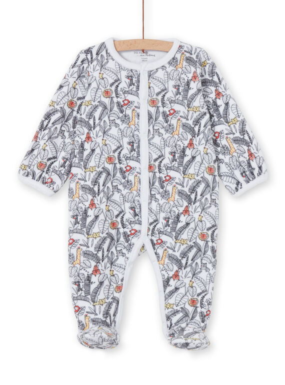 Babygro branco e preto estampado selva nascimento unissexo LOU1GRE2 / 21SF04H1GRE000
