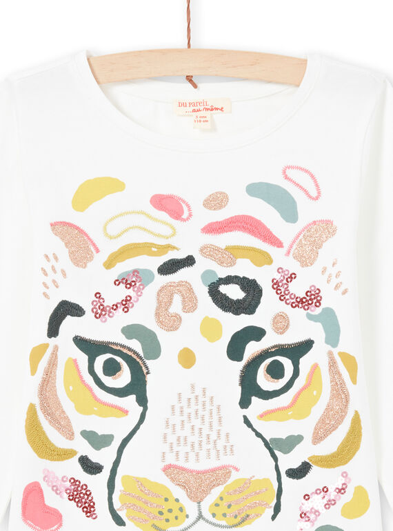 T-shirt cru e amarelo menina MAKATEE3 / 21W901I2TML001