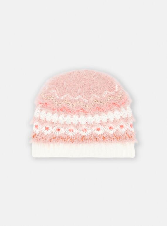 Gorro rosa com padrão jacquard para menina SYAJOBON7 / 23WI01O2BON303