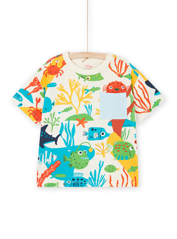T-shirt branco com animação mar ROPOPTI3 / 23S902X4TMC005