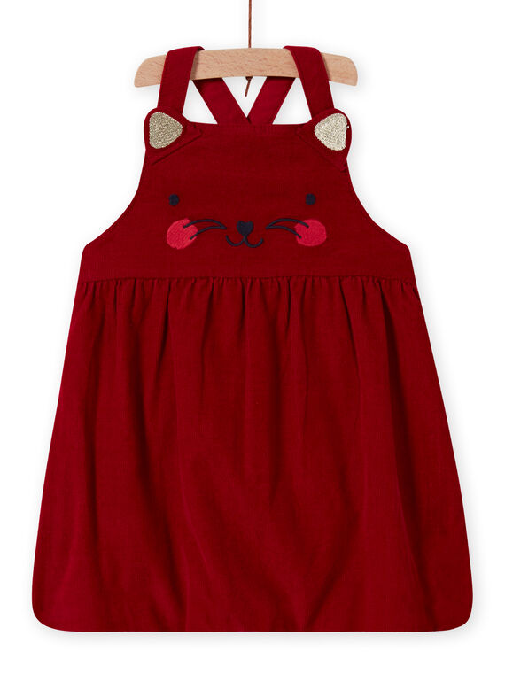 Vestido bola vermelho de veludo com padrão de gato bebé menina MIMIXROB2 / 21WG09J3ROB511