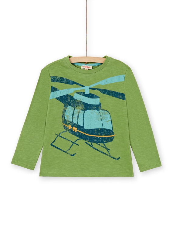 T-shirt verde em algodão criança menino LOJOTEE4 / 21S90233TMLG626