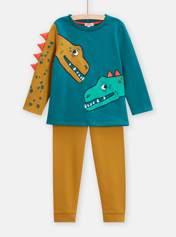 Pijama castanho com padrão e animação de dinossauros menino TEGOPYJDIN / 24SH1246PYJ209