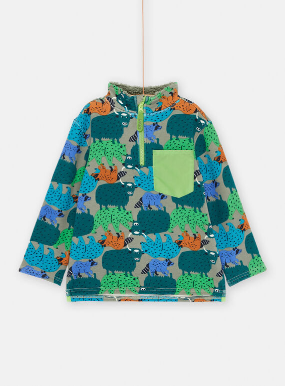 Sweat verde-cinza com estampado animal para menino SODUSWE1 / 23W902P2SWE631