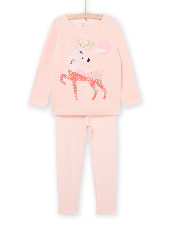 Pijama T-shirt e calças em veludo com padrão de veado PEFAPYJREN / 22WH1135PYJD327
