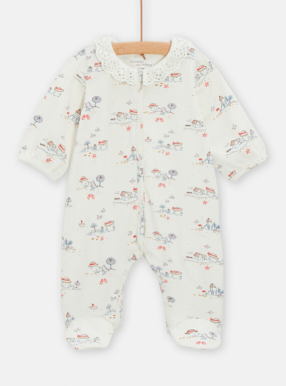 Babygro esbranquiçado com padrão pardal. TOU2GRE3 / 24SF03I1GREA001