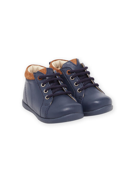 Botinhas de couro liso azul-marinho com sola fina PUBOTICHIC / 22XK3873D0F070