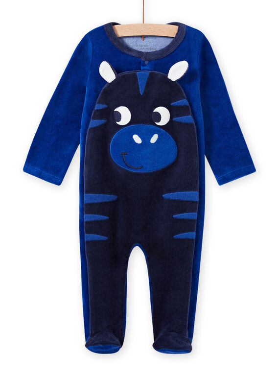 Babygro azul com padrão de zebra em veludo bebé menino MEGAGREZEB / 21WH1491GRE217