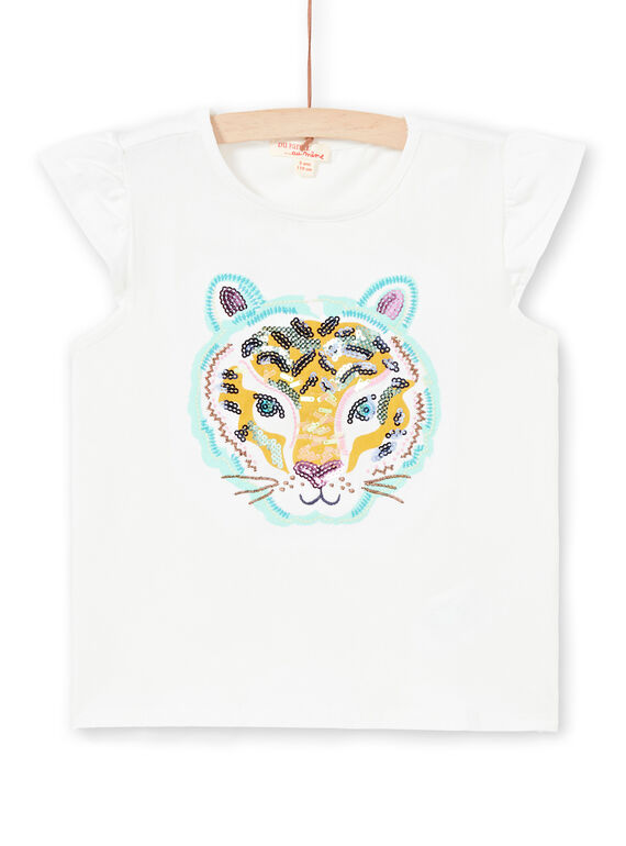 T-shirt de mangas curtas com padrão cabeça de tigre menina LAVERTI4 / 21S901Q4TMC001