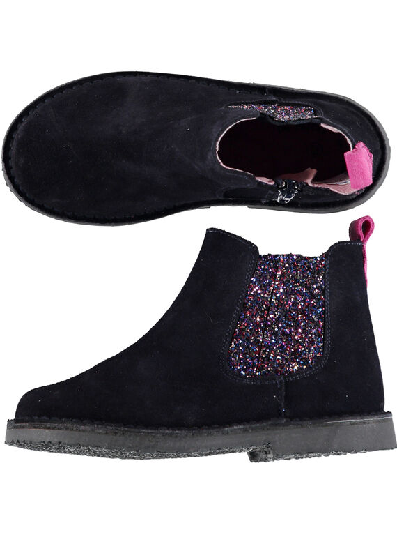 Boots chelsea crosta de couro azul-marinho criança menina GFBOOTMAR / 19WK35IDD0D070