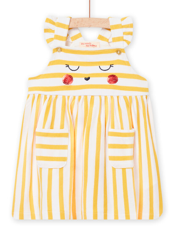 Vestido às riscas amarelas com estampado coelho bebé menina NILUROB4 / 22SG09P2ROBB105
