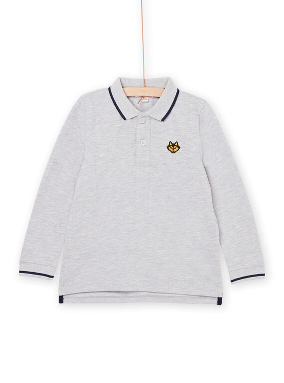 Polo cinzento mesclado com padrão cabeça de lobo bordada POJOPOL3 / 22W902D1POLJ922